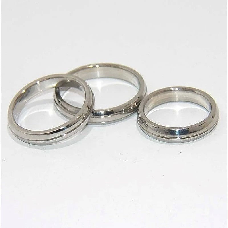 Donut Steel Cock Ring Grooved by Hell's Couture - Cock Rings