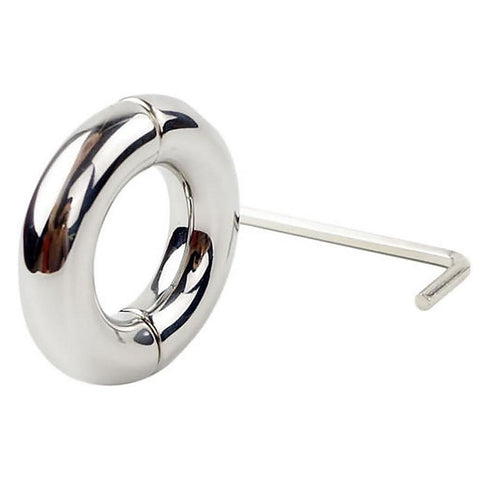 Oval Ball Stretcher In Steel by Hell's Couture - Cock Rings