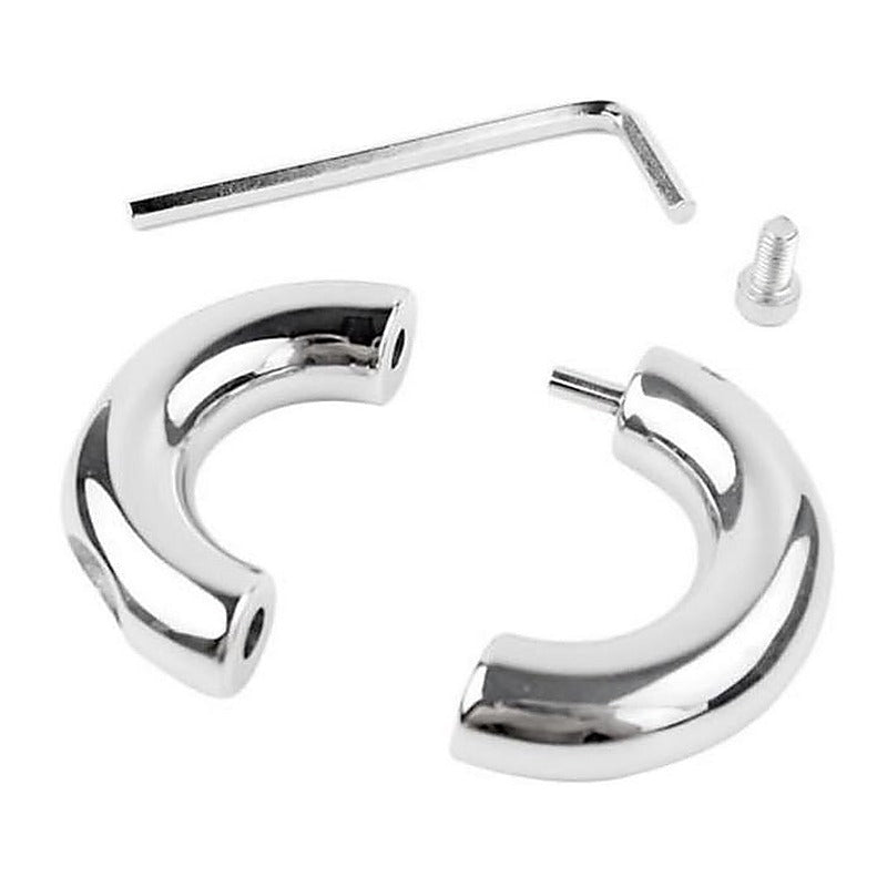 Oval Ball Stretcher In Steel by Hell's Couture - Cock Rings