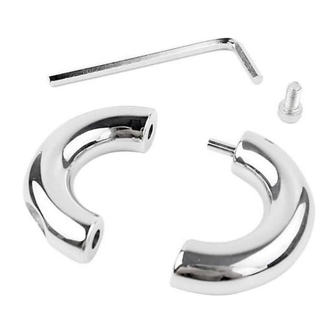 Oval Ball Stretcher In Steel by Hell's Couture - Cock Rings