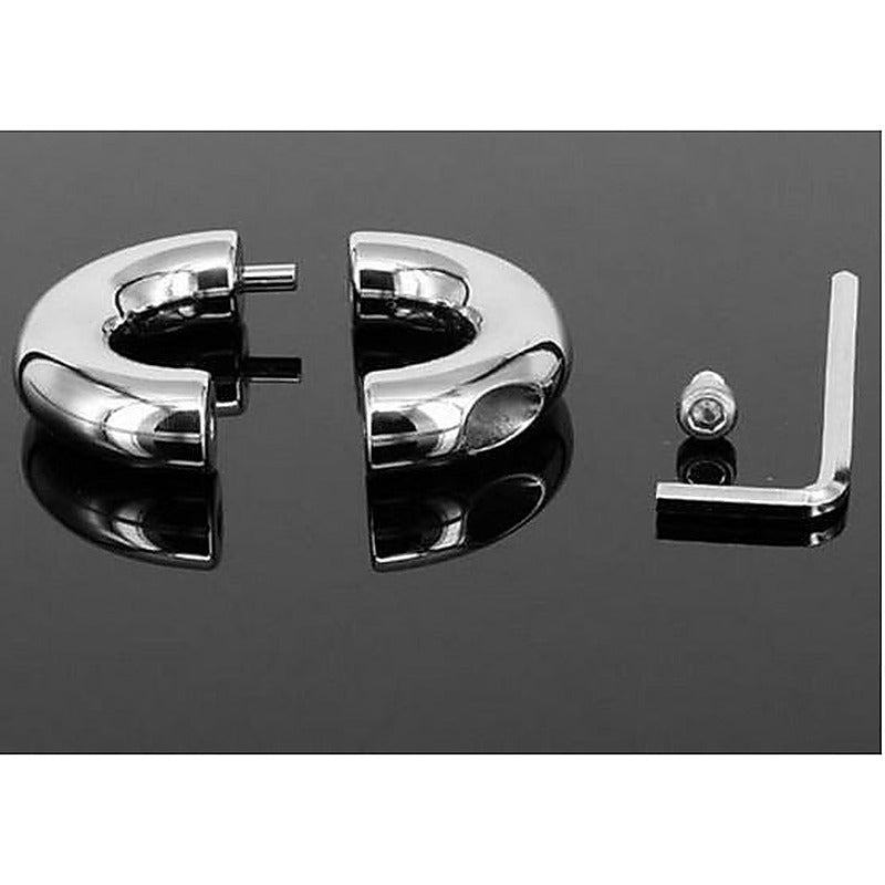 Oval Ball Stretcher In Steel by Hell's Couture - Cock Rings