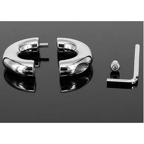 Oval Ball Stretcher In Steel by Hell's Couture - Cock Rings