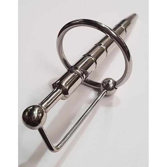 Hell's Couture Ribbed Penis Plug with Glans Ring - Penis Plugs