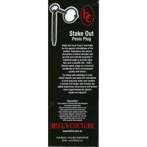 Stake Out Penis Plug with Glans Ring by Hell's Couture - Penis Plugs