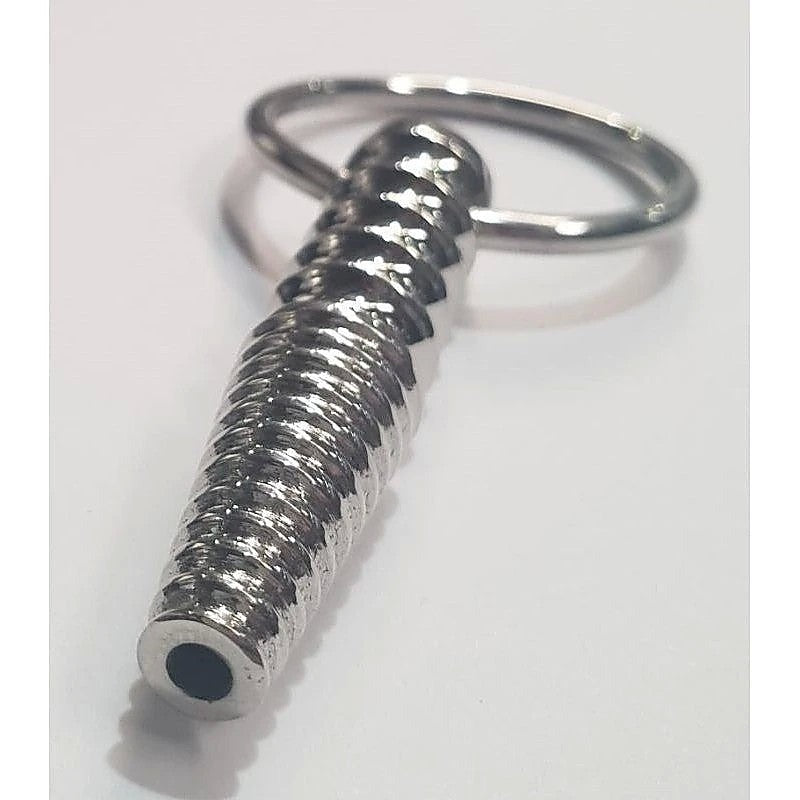 Ribbed Metal Penis Plug With O-Ring by Hell's Couture - Penis Plugs