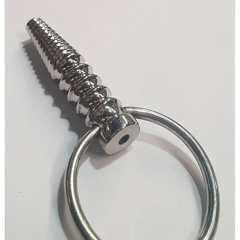 Ribbed Metal Penis Plug With O-Ring by Hell's Couture - Penis Plugs