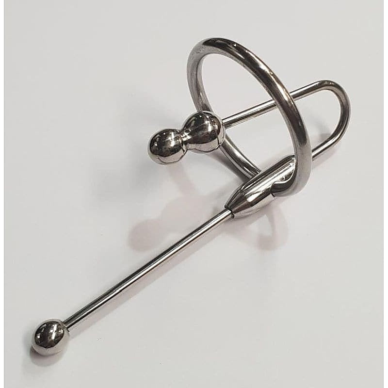 Double Up Steel Penis Plug & Ring by Hell's Couture - Penis Plugs