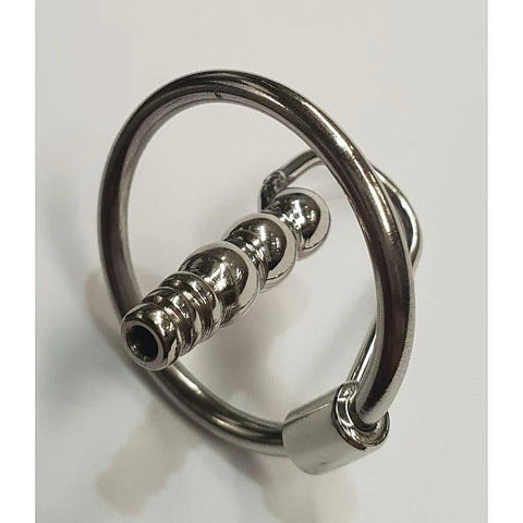 Round Tip Ribbed Penis Plug & Glans Ring by Hell's Couture - Penis Plugs