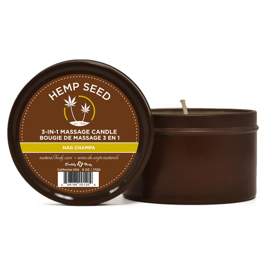 Earthly Body Hemp Seed 3-In-1 Scented Massage Candle 170 g Nag Champa Sex Pheromones and Perfumes