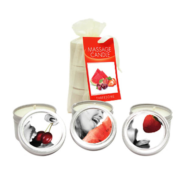 Earthly Body Edible Massage Candles Threesome 3 Pack Sex Pheromones and Perfumes