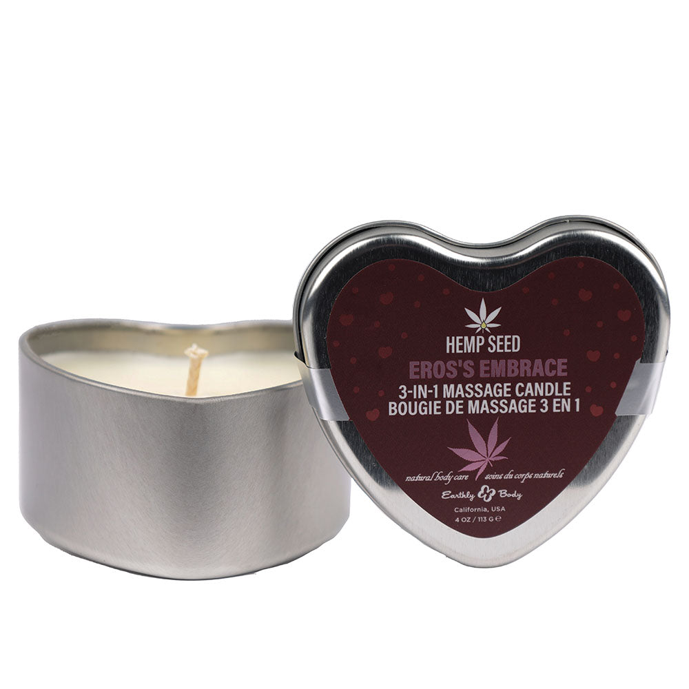 Earthly Body Hemp Seed 3 in 1 Massage Heart Candle Eros Embrace 113g Sex Pheromones and Perfumes