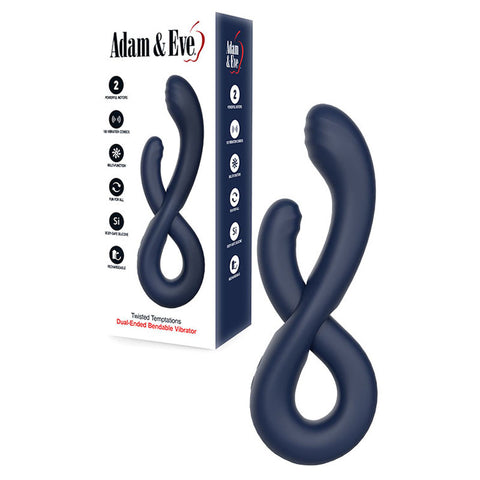 Adam and Eve TWISTED TEMPTATIONS USB Rechargeable Bendable Dual Vibrator Navy Blue - G-Spot Vibrators