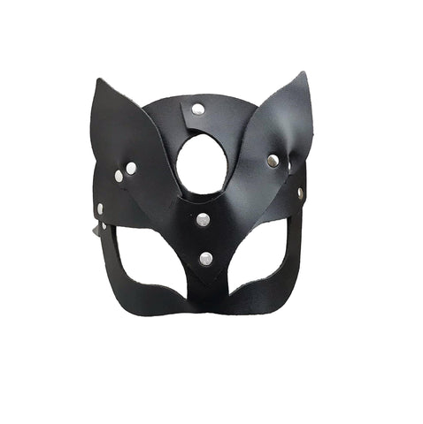Love In Leather Cat Ears Half Face Leather Mask - Masks And Blindfolds
