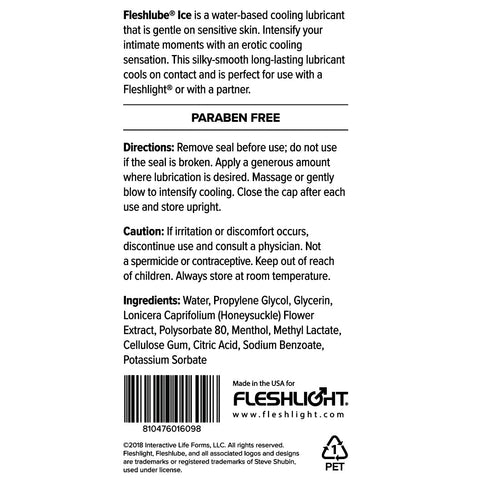 Fleshlight Fleshlube Ice Water Based Adult Lubricant - Water Based Lubes