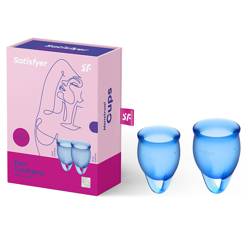 Satisfyer Feel Confident Silicone Menstrual Cups Set of 2 Dark Blue Menstrual Cups