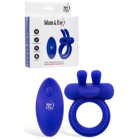 Adam & Eve ROCKIN RABBIT 2.0 Rechargeable Vibrating Cock Ring - Vibrating Cock Rings