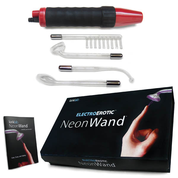 The Stockroom KinkLab Neon Wand 5 Piece Electrosex Kit Red Electro Sex