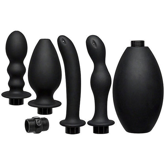 Kink Flow Full Flush Silicone Anal Douche and Accessory Black