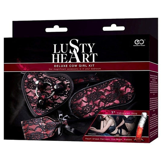 Lusty Heart Deluxe Cow Girl Kit Red with Transparent Dong