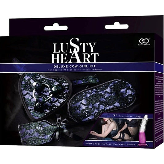 Lusty Heart Deluxe Cow Girl Kit Purple with Curved Dong