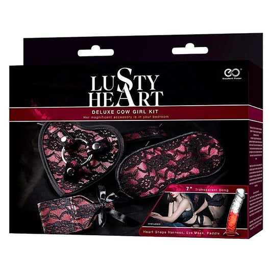 Lusty Heart Deluxe Cow Girl Red with Thick Transparent Dong