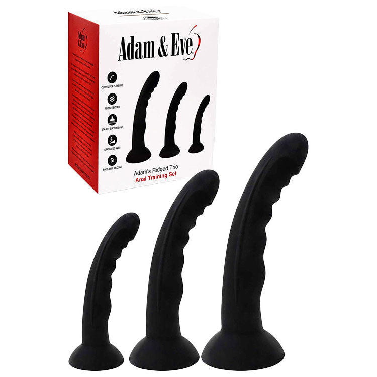 Adam & Eve ADAMS RIDGED TRIO Anal Training Dildo Kit Black Anal Dildos