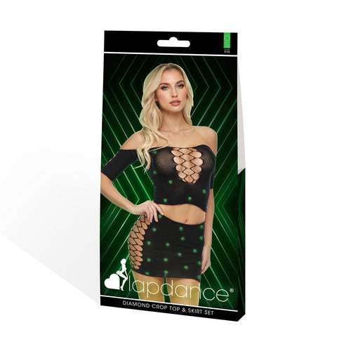 Xgen LAPDANCE Diamond Womens Crop Top & Skirt Set OS - Fancy Dress Ups