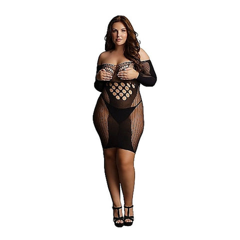 Contrast Neck Long Sleeved Mini Dress by Shots Toys - Bras and Bra Sets