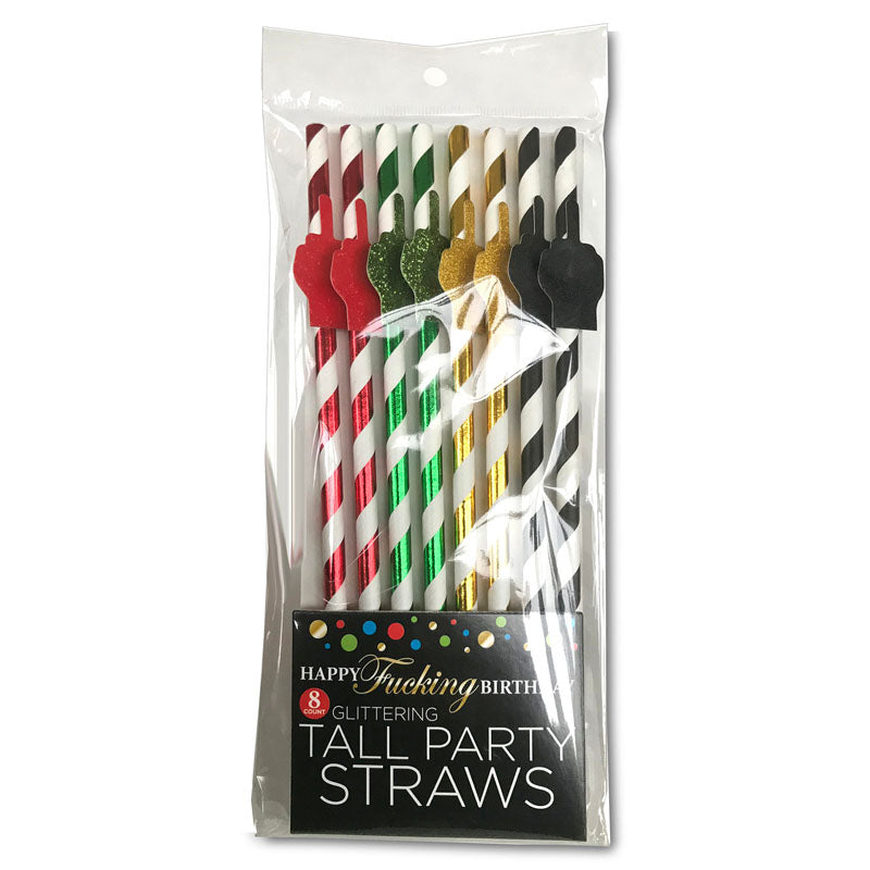 Little Genie Happy Fucking Birthday Tall Party Straws 8 Pack Party Gifts and Novelties