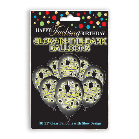 Little Genie Happy Fucking Birthday Glow In The Dark Balloons 8 Pack - Party Gifts and Novelties