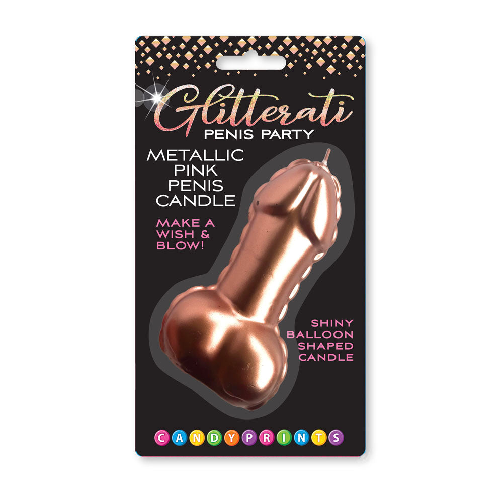 Little Genie Glitterati 10 cm Glitter Penis Party Candle Rose Gold Party Gifts and Novelties