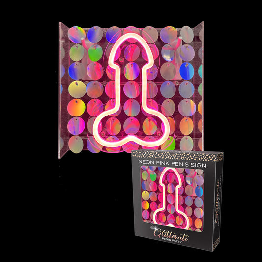 Little Genie Novelty Glitterati Neon Pink Penis Sign Pink Party Gifts and Novelties