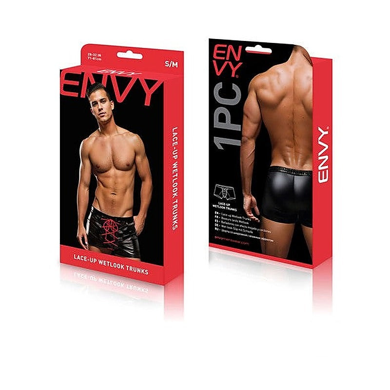 Lace-Up Wetlook Trunks by Envy Menswear - Mens Briefs And Boxers