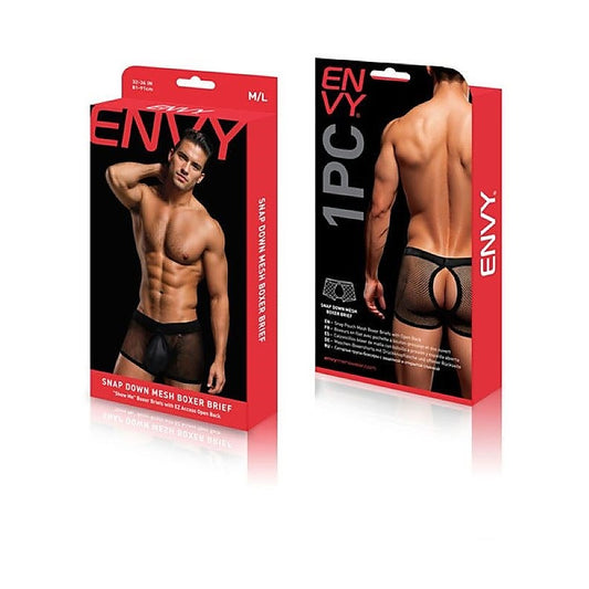 Envy Menswear - Sleek Snap Down Mesh Boxer Briefs