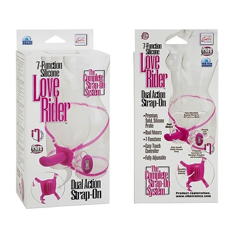 Premium Love Rider Dual Vibrating Strap-on Pink - Strap On Sextoys