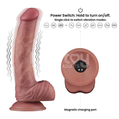 Lovetoy Dual Density 9 Inch Vibrating Realistic Power Cock