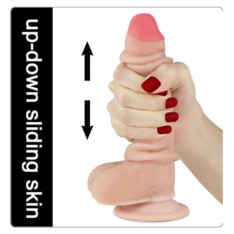 Lovetoy Sliding Skin Dual Layer Realistic Dong With Flexible Skin Flesh - Realistic Dildos