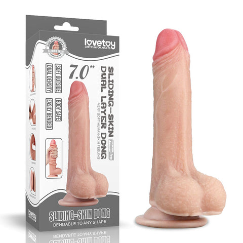 Lovetoy Sliding Skin Dual Layer Realistic Dong With Flexible Skin Flesh - Realistic Dildos