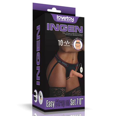 Lovetoy Ingen Multi Functions Vibrating Easy Strap On Set Flesh - Strap On Sextoys