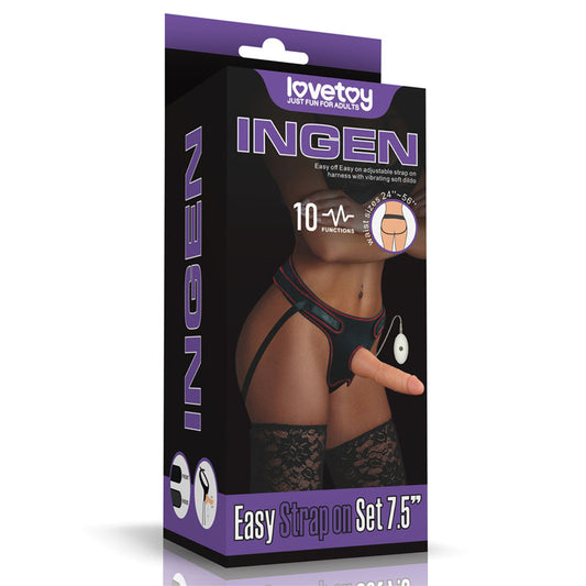 Lovetoy Ingen Vibrating Easy Strap-On Set Flesh 19cm - Strap On Sextoys
