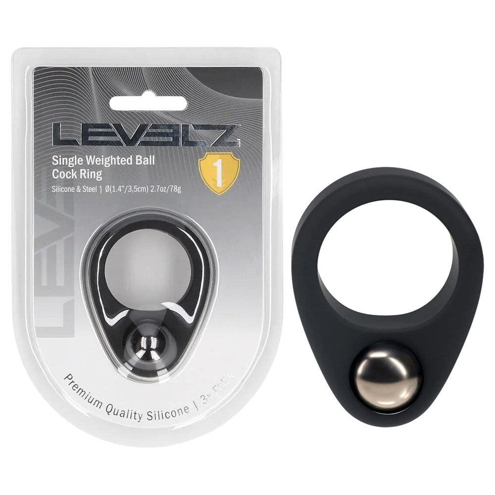 Shots LEVELZ Single Weighted Ball Mens Cock Ring Stretchy Cock Rings