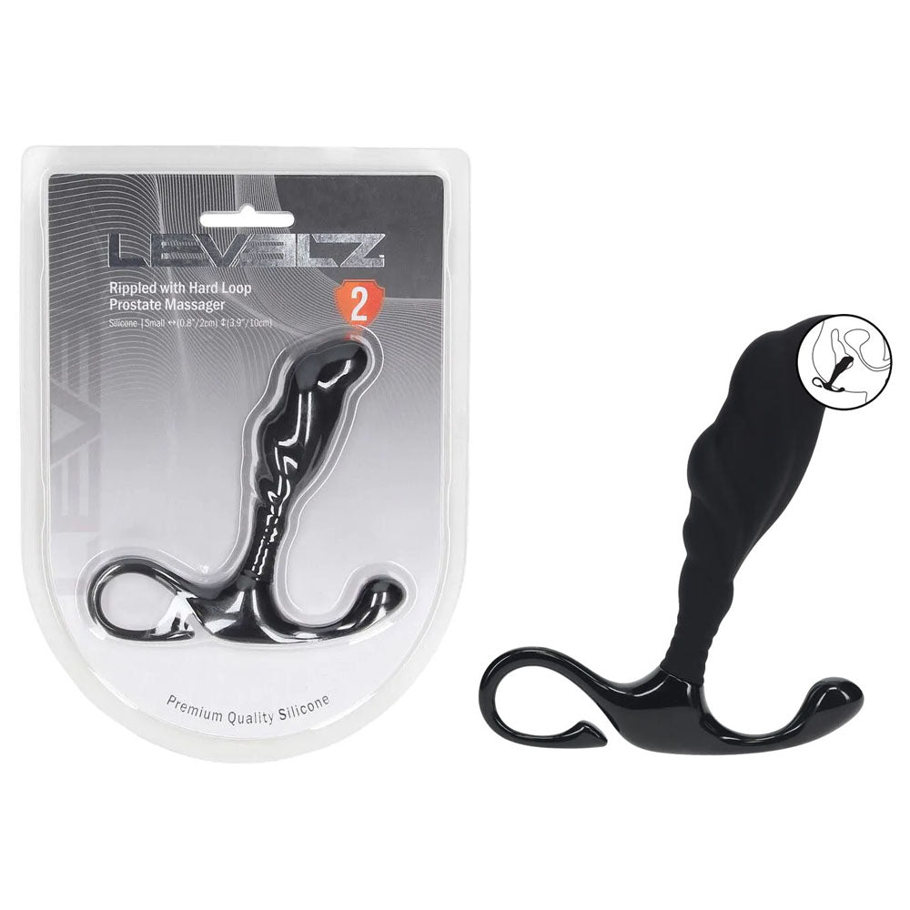 Shots LEVELZ Rippled with Hard Loop Prostate Massager Black Prostate Toys