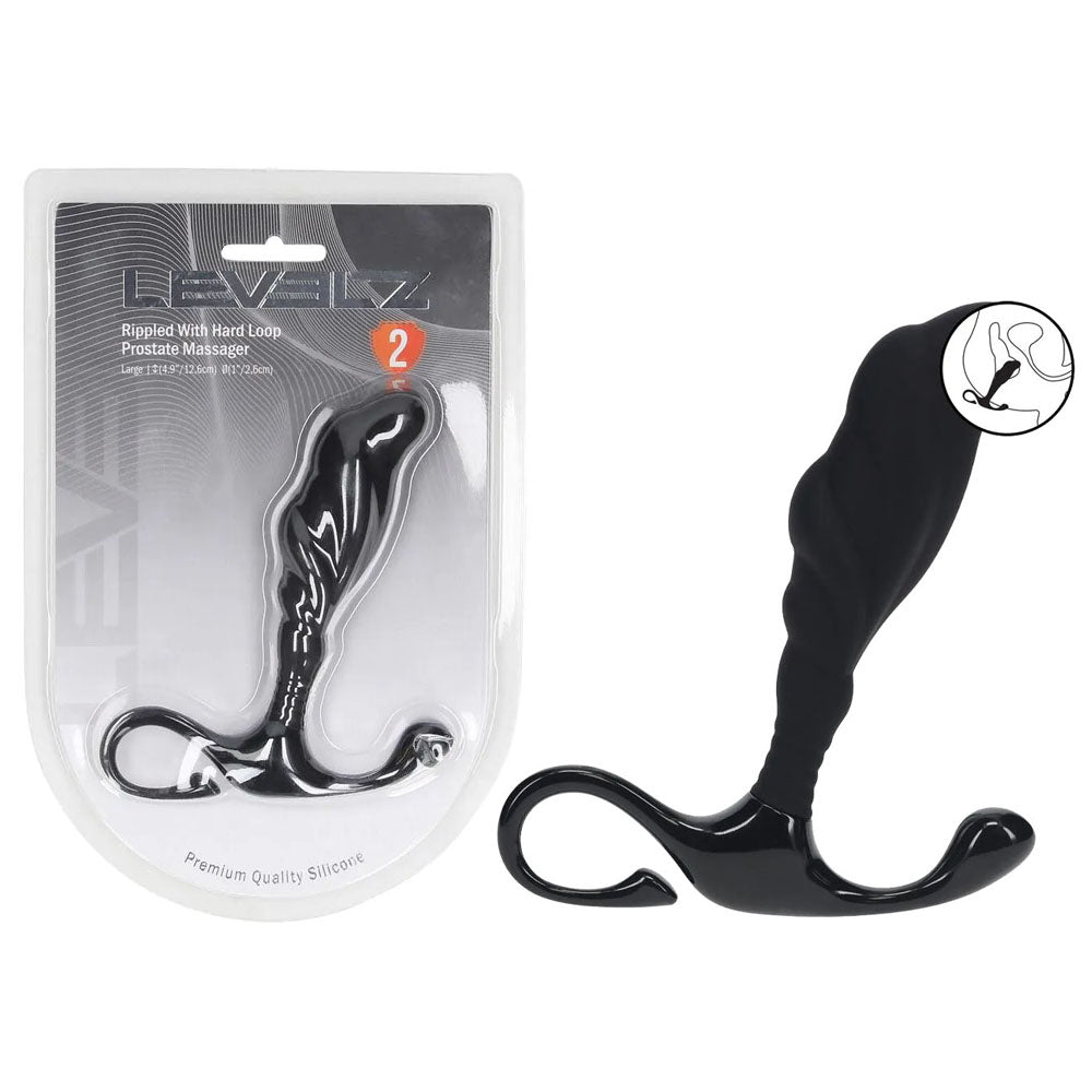 Shots LEVELZ Rippled with Hard Loop Prostate Massager Black Large Prostate Toys