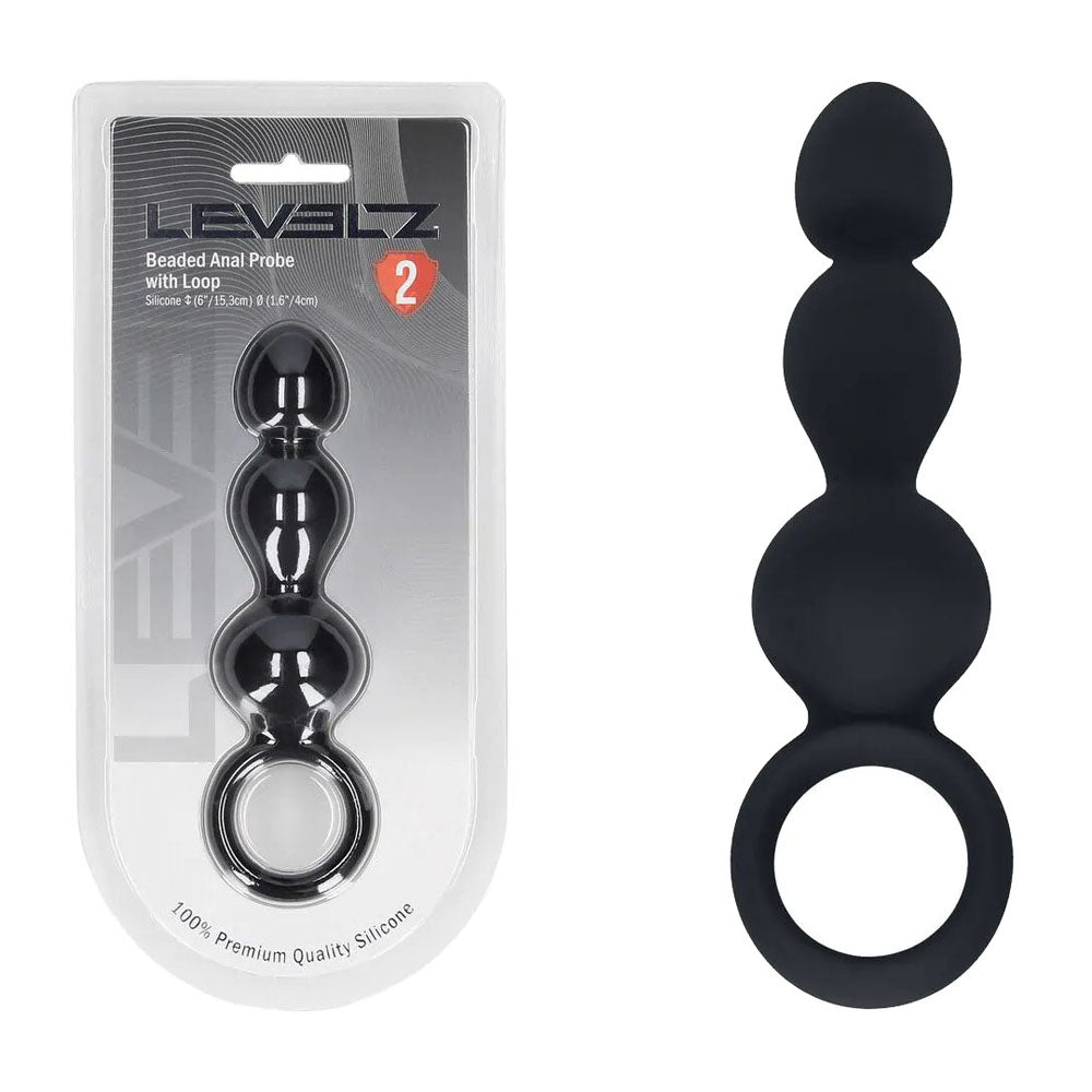 Shots LEVELZ Beaded Silicone Anal Probe with Loop Anal Beads and Balls