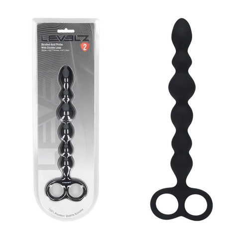 Shots LEVELZ Beaded Silicone Anal Probe with Double Loop - Anal Beads and Balls