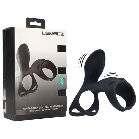 Shots LEVELZ Vibrating Cock & Ball Ring with Shaft Loop - Vibrating Cock Rings
