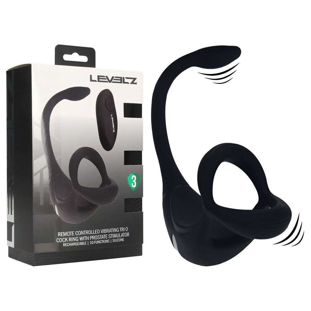 LEVELZ Vibrating TriO Cock Ring with Prostate Stimulator Vibrating Cock Rings