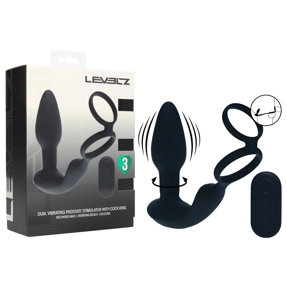 LEVELZ Dual Vibrating Prostate Stimulator with Cock Ring Prostate Toys