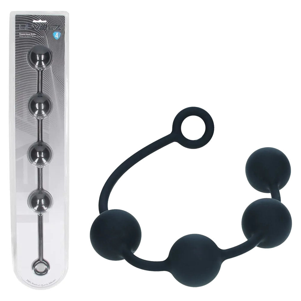 Shots LEVELZ Round Silicone Anal Balls Black XL Anal Beads and Balls