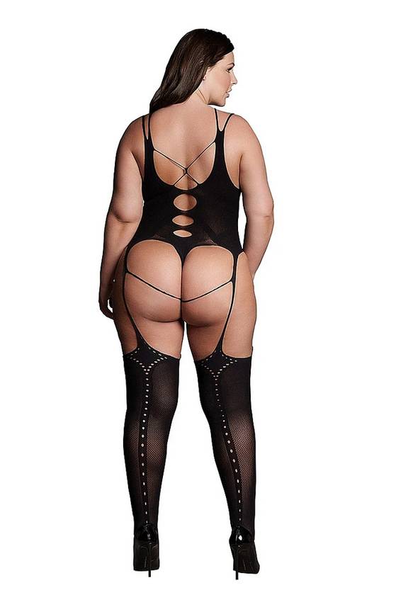 Le Desir Shade Elara VII Womens Bodystocking with Open Cups Black Body Stockings